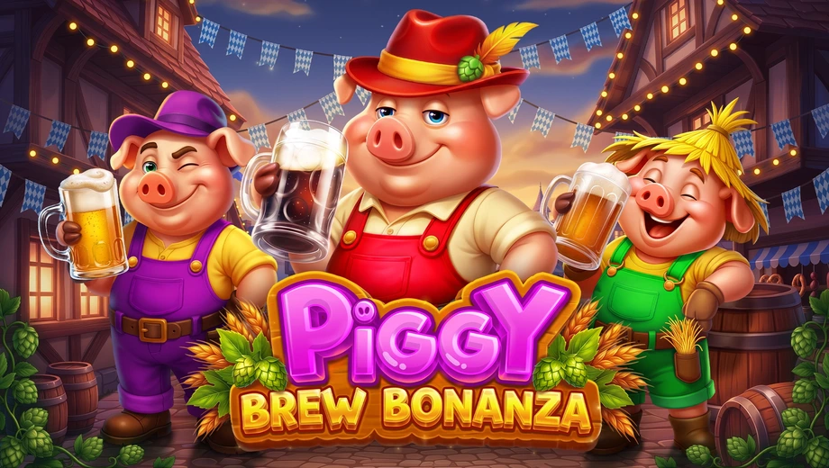 Banner de Piggy Brew Bonanza, tragamonedas de Ela Games disponible en 1win
