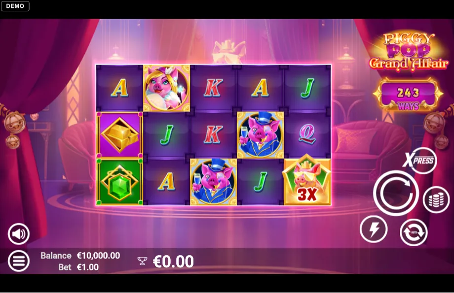 Captura del juego PiggyPop Grand Affair, tragamonedas de AvatarUX disponible en 1win