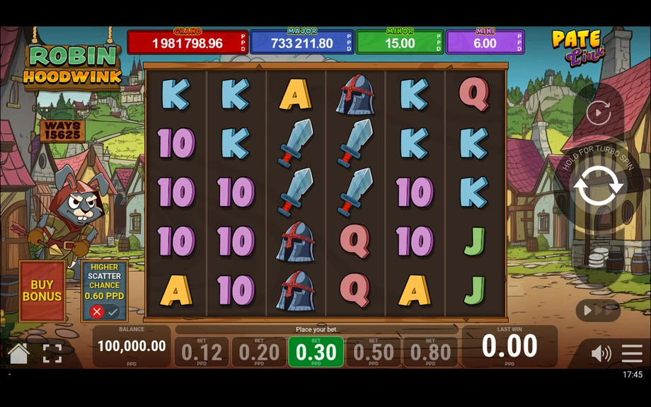 Captura del juego Robin Hoodwink Pate Link, tragamonedas de Pateplay disponible en 1win