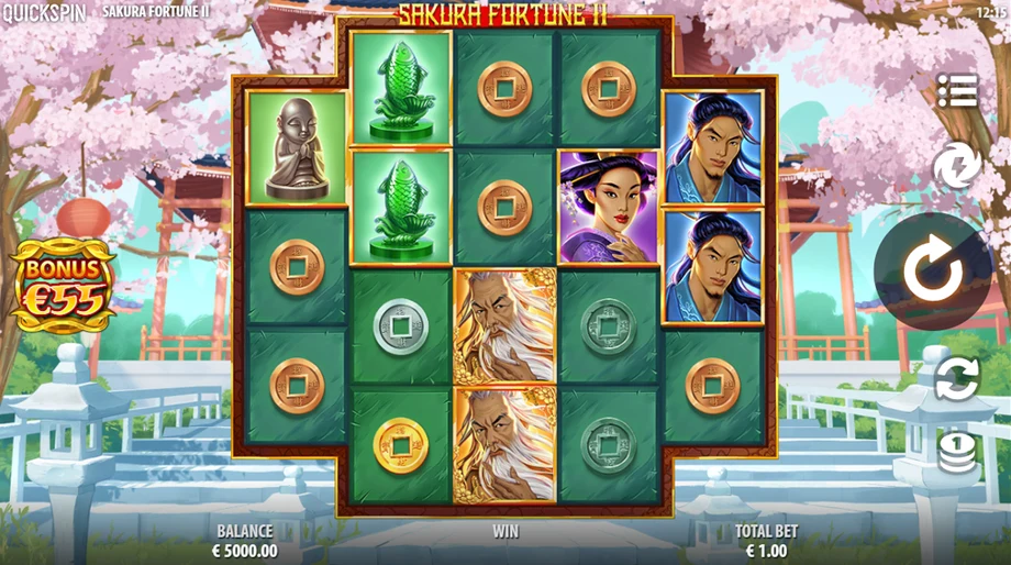 Captura del juego Sakura Fortune 2, tragamonedas de Quickspin disponible en 1win