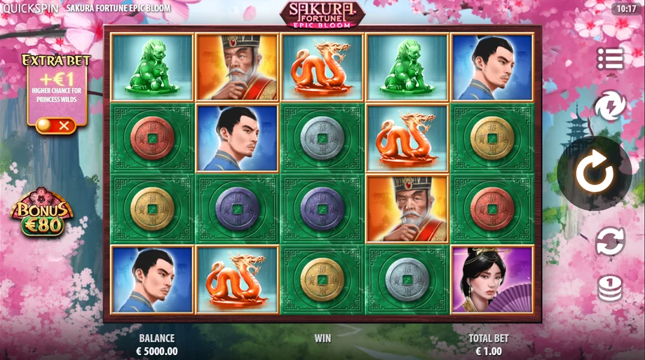 Captura del juego Sakura Fortune Epic Bloom, tragamonedas de Quickspin disponible en 1win