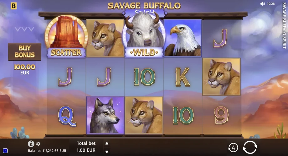 Captura del juego Savage Buffalo Spirit, tragamonedas de BGaming disponible en 1win