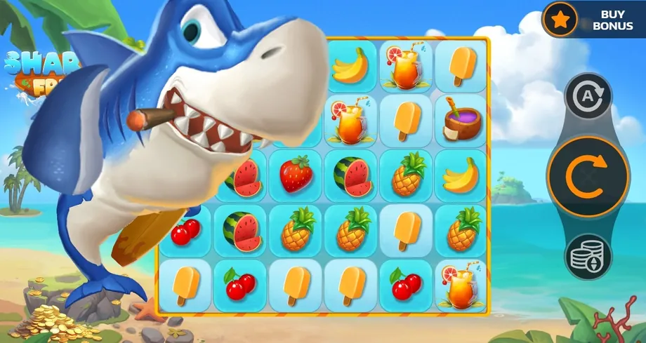 Banner de Sharky Frenzy, tragamonedas de Mancala disponible en 1win
