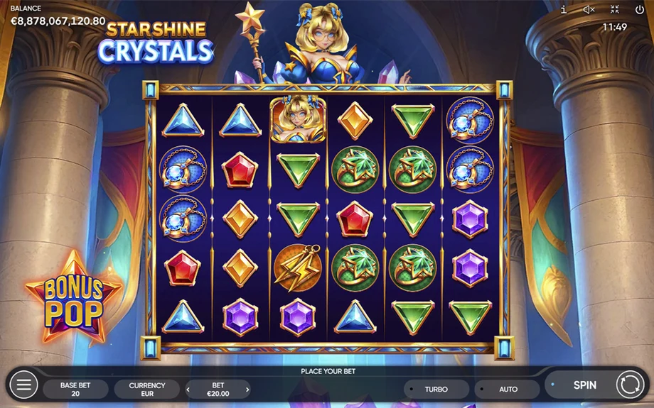 Captura del juego Starshine Crystals, tragamonedas de Endorphina disponible en 1win