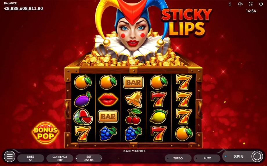 Captura del juego Sticky Lips, tragamonedas de Endorphina disponible en 1win