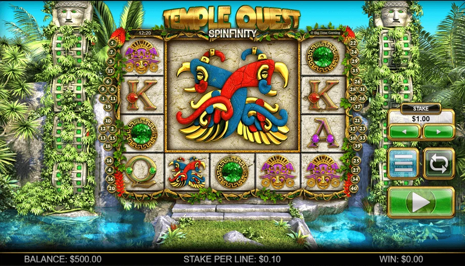 Captura del juego Temple Quest Spinfinity, tragamonedas de Big Time Gaming disponible en 1win