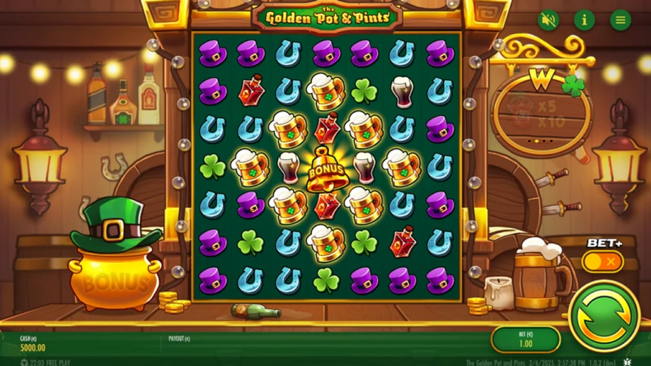 Captura del juego The Golden Pot and Pints, tragamonedas de Thunderkick disponible en 1win