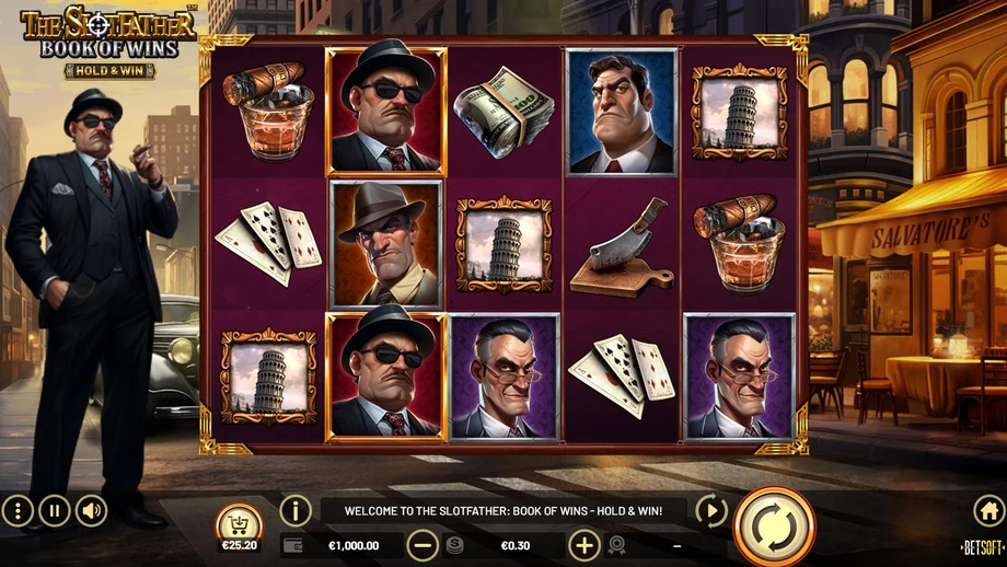 Captura del juego The Slotfather: Book Of Wins - Hold & Win, tragamonedas de Betsoft disponible en 1win