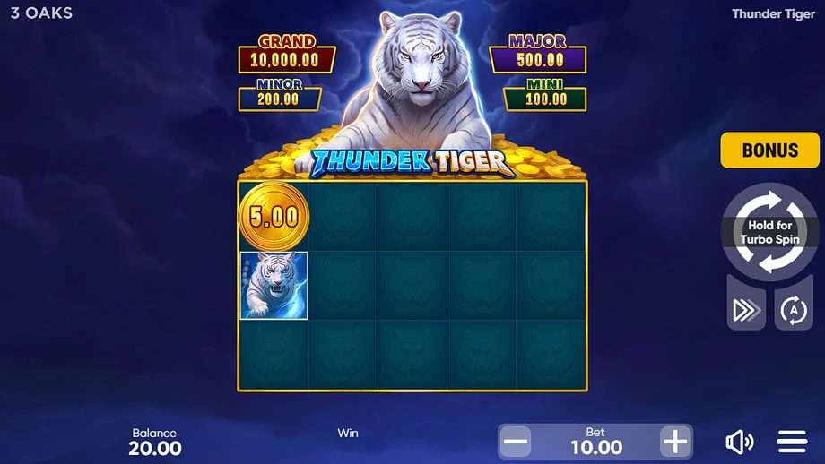 Captura del juego Thunder Tiger, tragamonedas de 3 Oaks Gaming disponible en 1win