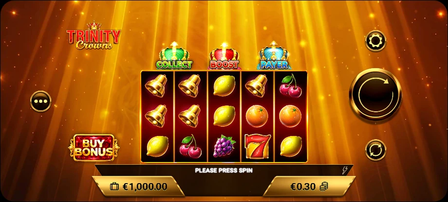 Captura del juego Trinity Crowns, tragamonedas de AmigoGaming disponible en 1win