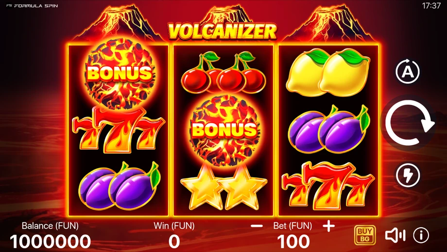 Banner de Volcanizer, tragamonedas de FormulaSpin disponible en 1win