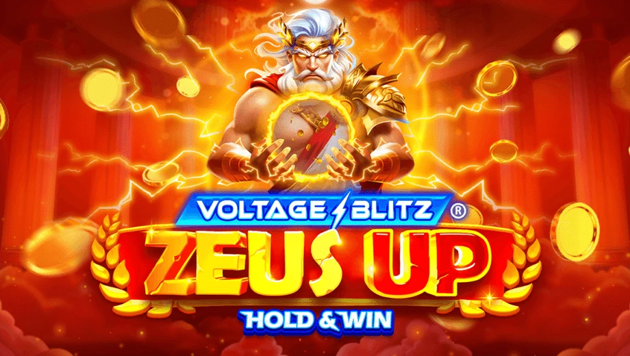 Banner de Voltage Blitz Zeus Up, tragamonedas de Koala disponible en 1win
