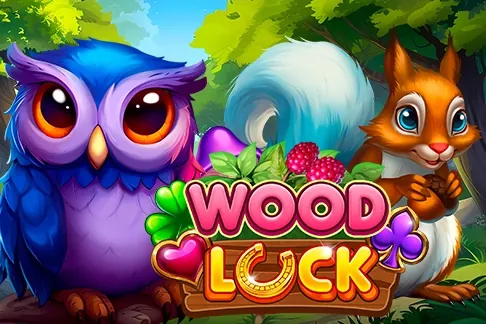 Banner de WOOD LUCK!, tragamonedas de Mascot Gaming disponible en 1win