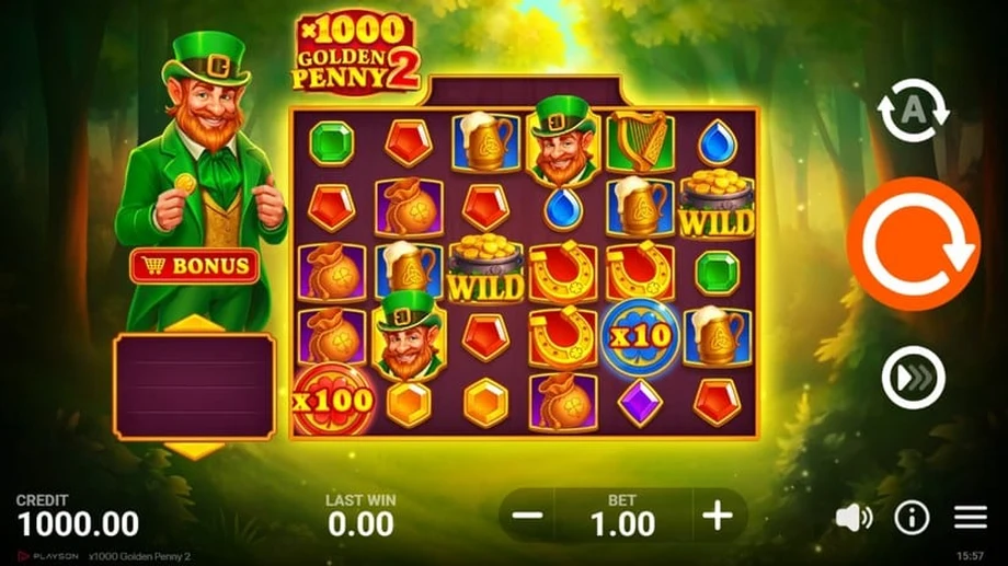 Captura del juego x1000 Golden Penny 2, tragamonedas de Playson disponible en 1win