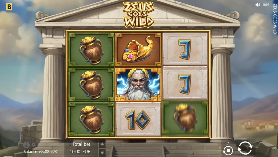 Captura del juego Zeus Goes Wild, tragamonedas de BGaming disponible en 1win